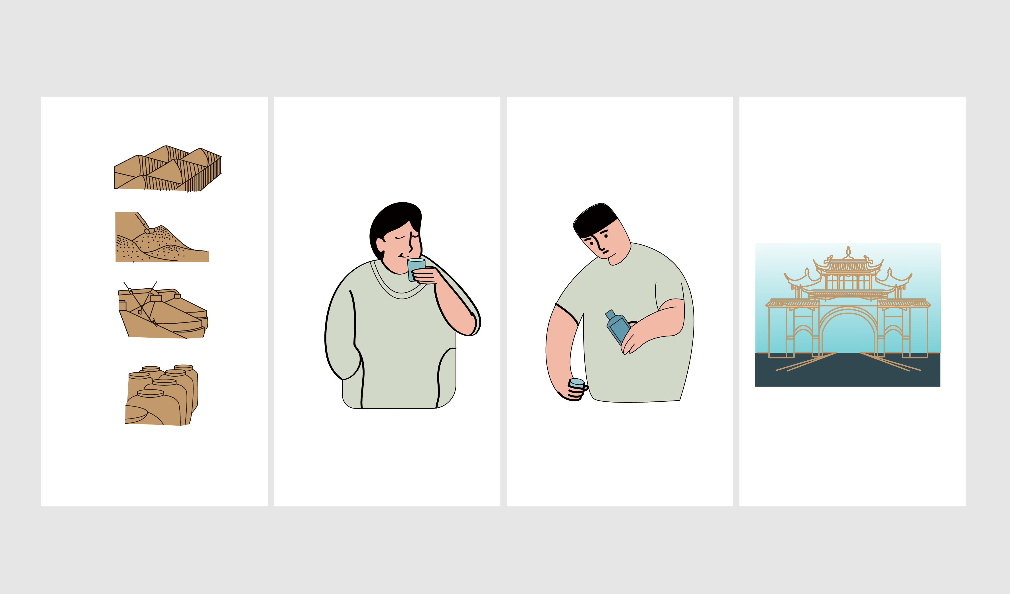 ⑤酱酒工艺 酱酒文化 彩色插画矢量图